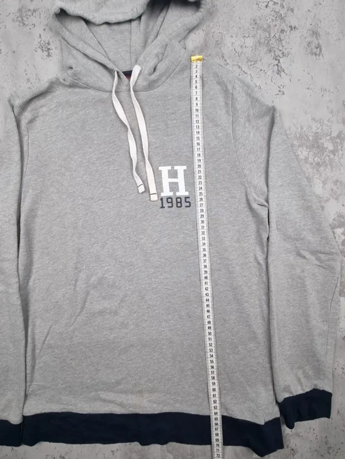 Sweat à capuche Tommy Hilfiger gris – Taille M Femme (mesures en photos) - photo numéro 6
