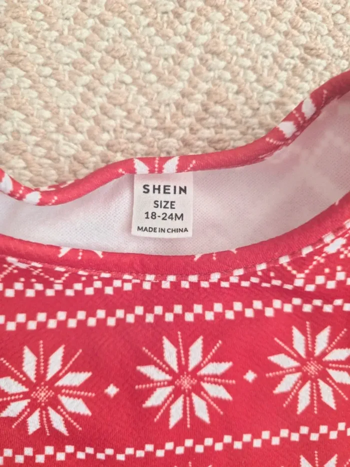 Robe de Noël Shein, rouge bordeaux, portée une fois, 24 mois - photo numéro 2
