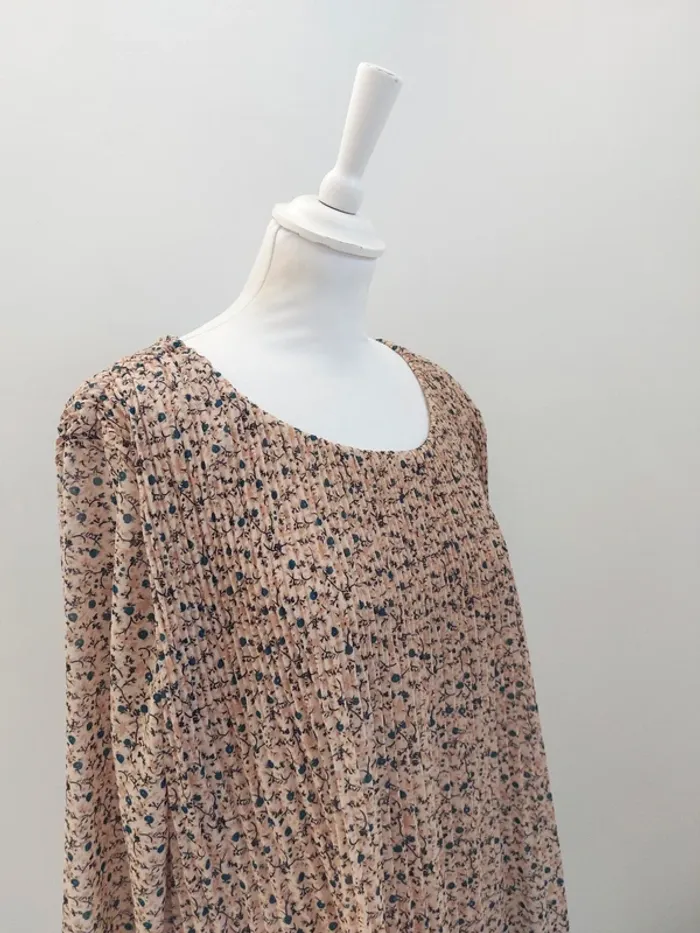 Robe manches longues en mousseline plissée à fleurs 42 - photo numéro 5