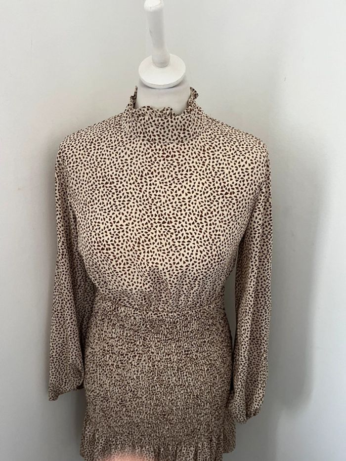 Robe beige à motifs cintrée SHEIN S - photo numéro 3