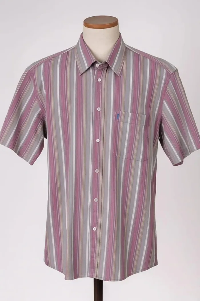 Chemise manche courte rayée multicolore B.O Taille S - photo numéro 2