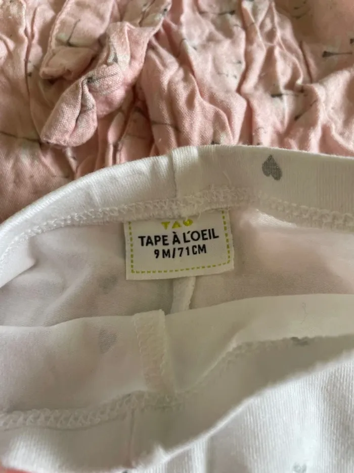 Lot teeshirt pantalons short bébé fille 9 mois - photo numéro 3