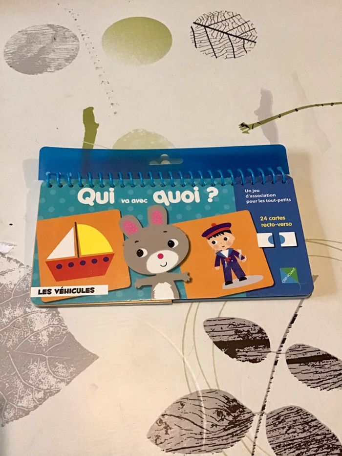 Livre Qui va avec quoi ? les véhicules 24 cartes recto verso pr trouver la combinaison