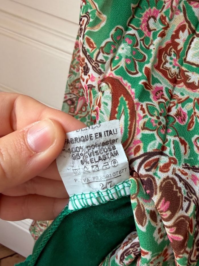 Jupe plissée verte à fleurs Sénés taille 38 - photo numéro 5