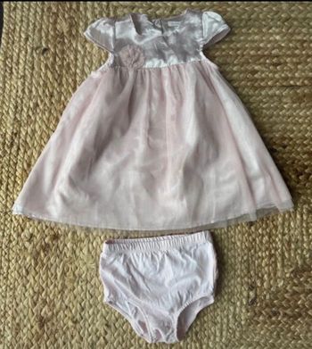 Robe cérémonie + bloomer rose poudré fille 12 mois