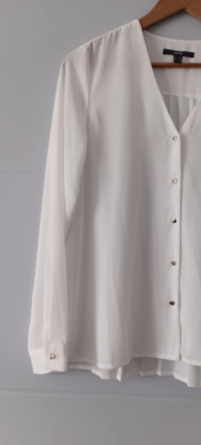 Chemise Blouse blanche à boutons "Esprit" Taille 34 - photo numéro 4