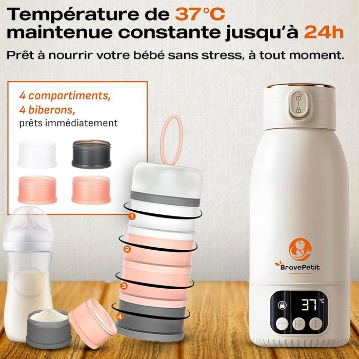 NEUF - Lot Chauffe Biberon Nomade BravePetit + Accessoires (Boîte doseuse / Brosse) - photo numéro 6