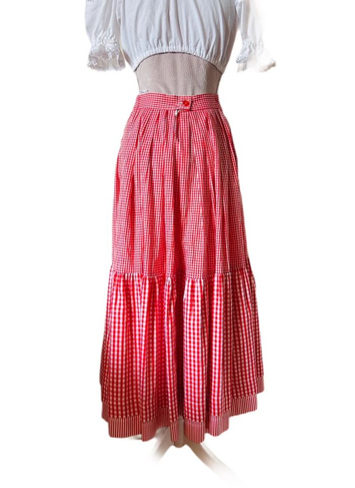 🍒Longue jupe vintage carreaux vichy à volants champêtre cottagecore gingham ruffled long skirt🍒 - photo numéro 6