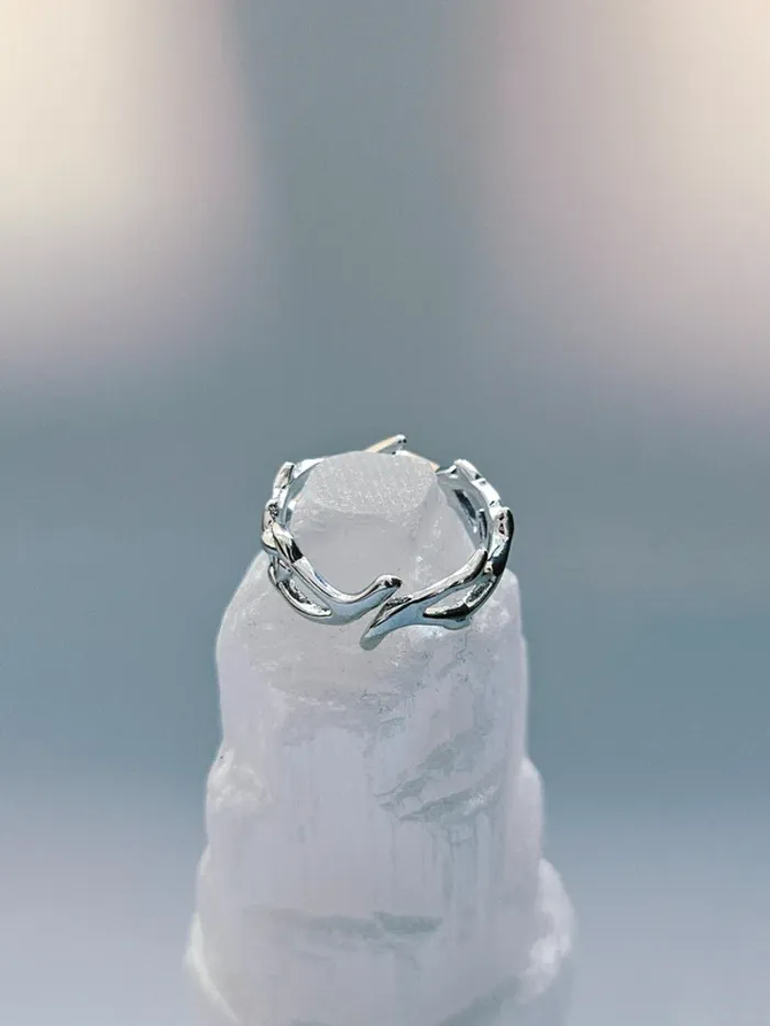 Bague Argentée Ouverte Acier Inoxydable Forme Ronce - photo numéro 3