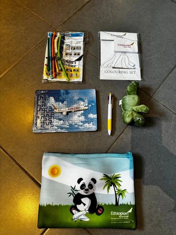 Trousse Ethiopian - Panda / Palmier / Bambou / Avion / Soleil