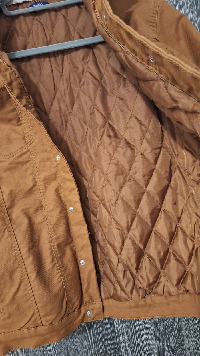 Veste en jean camel à col moutonneux blanc - photo numéro 7