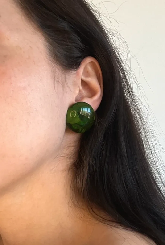 Boucles d’oreilles vintage années 80 vertes - photo numéro 3