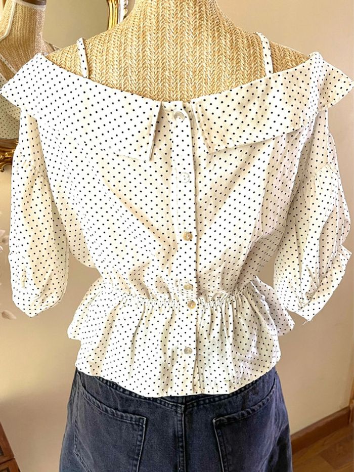 Sublime Top blanc à Pois noir Vintage dressing - photo numéro 13