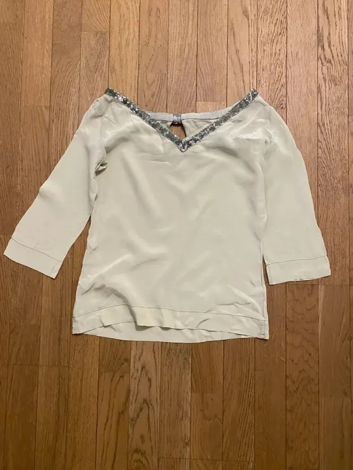 Top en soie vert amande Tara Jarmon taille 38 - photo numéro 6