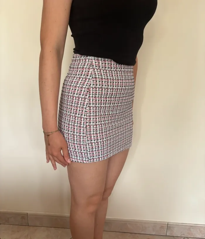 jupe courte pull&bear en tweed taille S neuve - photo numéro 3