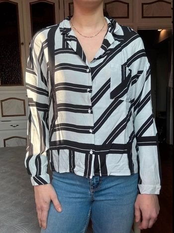 Chemisier blanc et noir - Promod - Taille M - Très bon état