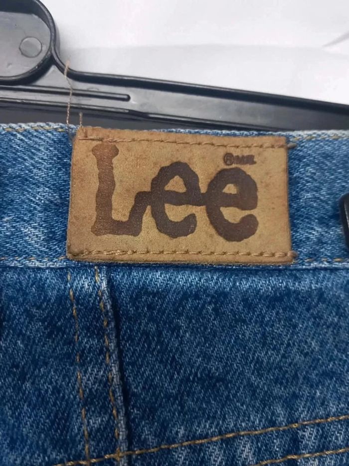 Jeans taille haute Lee vintage bleu foncé en coton - photo numéro 3