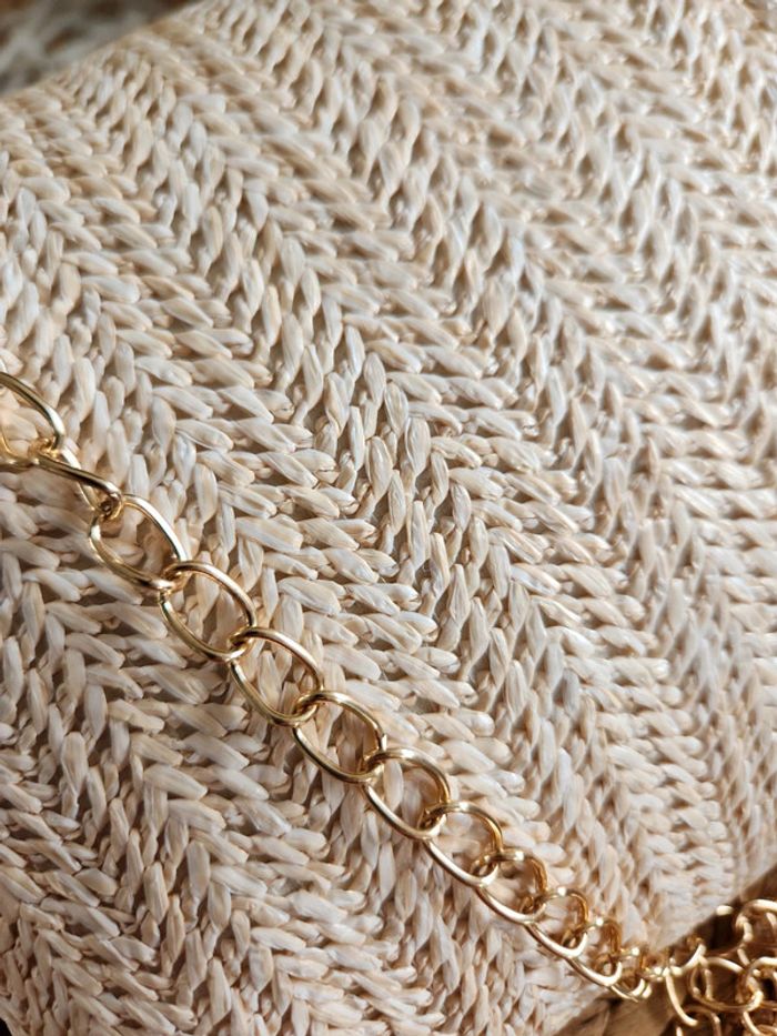 Sac/ pochette en paille tresée beige - photo numéro 6