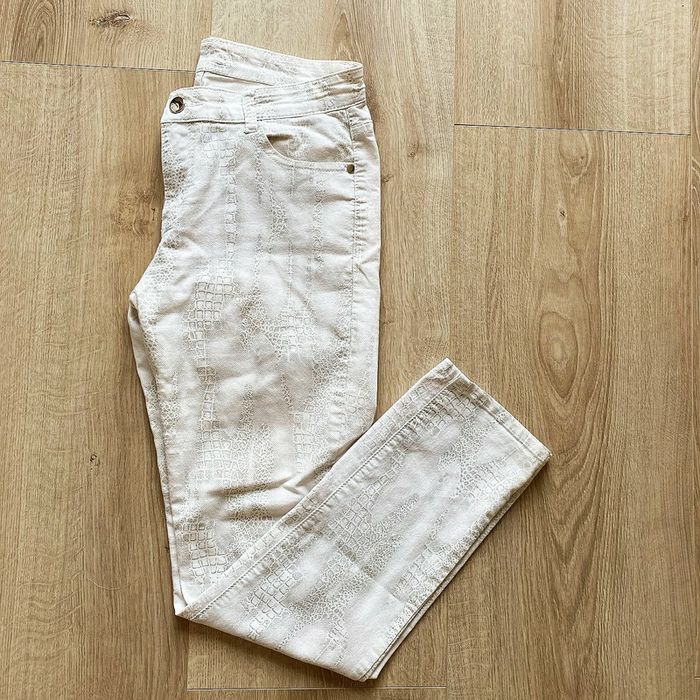 BS Fashion Vintage Slim Jeans Crocodile Pattern Blanc Femme Exclusive Collection (Taille 42) - photo numéro 2