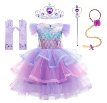 Déguisement robe froufrou Raiponce et ces accessoires Taille 4-5ans