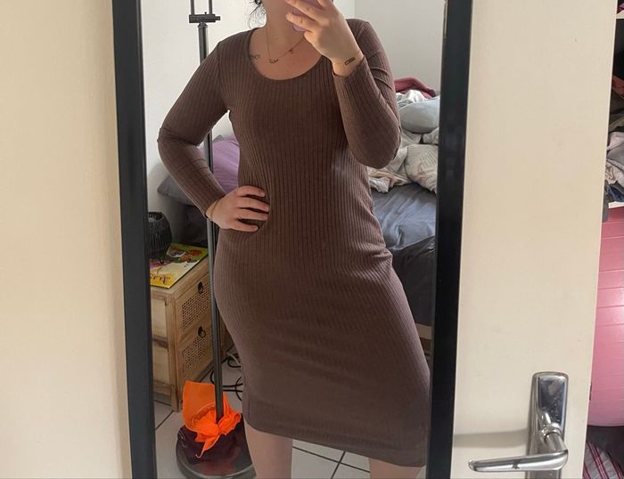 Robe pull longue marron