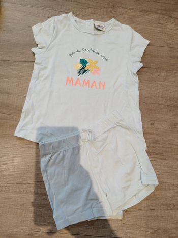 Ensemble bébé fille tape à l'oeil un an bleu clair manches courtes été