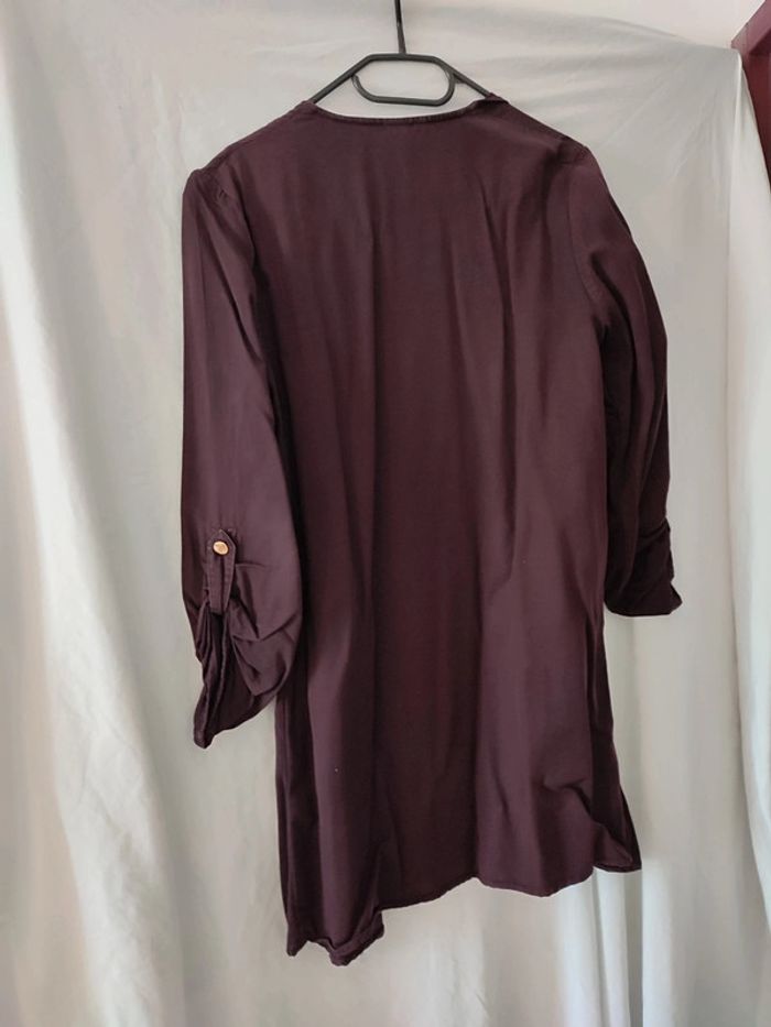 Blouse légère style saharienne prune mi longue - photo numéro 4