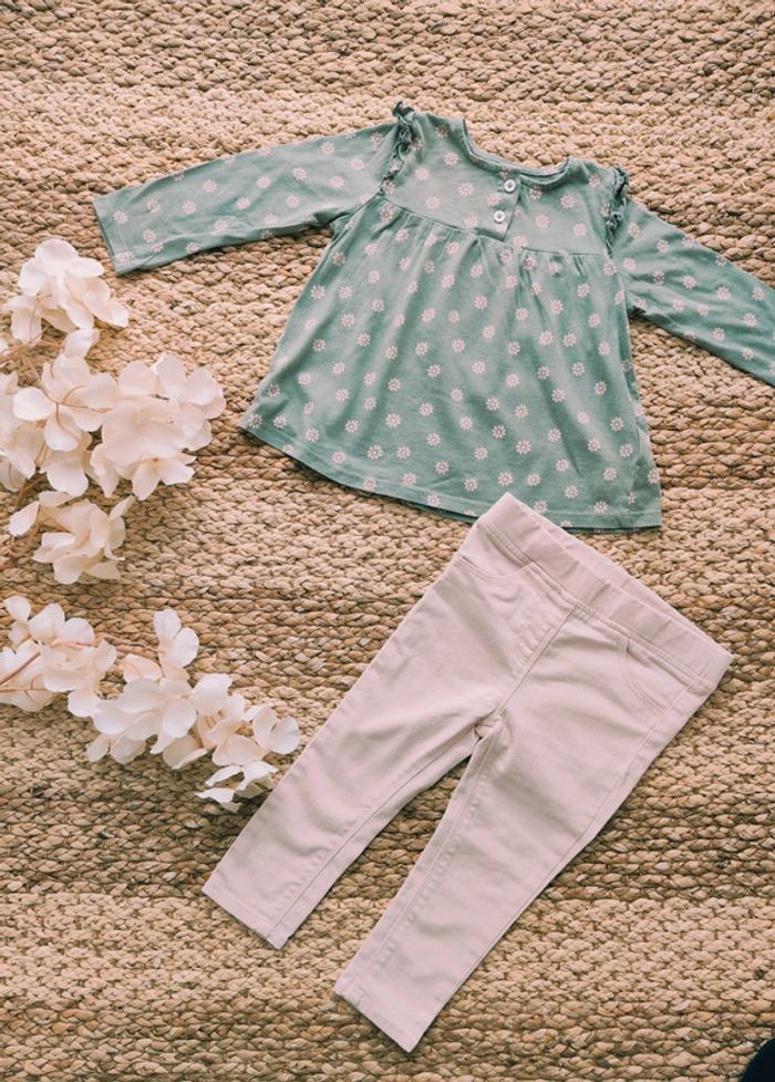 Ensemble fille 24 mois avec blouse et pantalon printemps