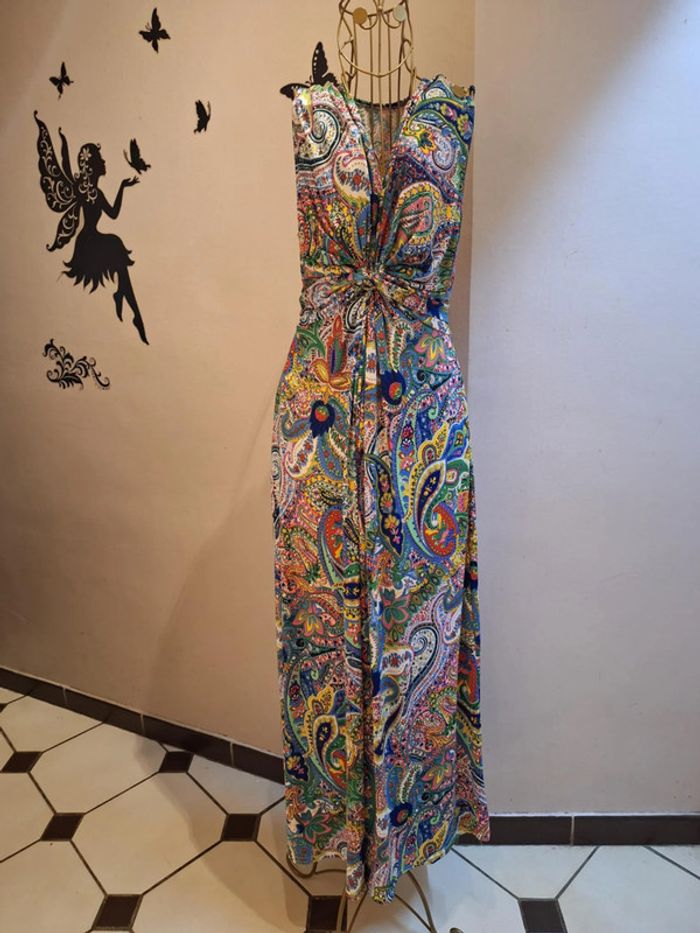 Robe longue imprimée multicolore - Made in France