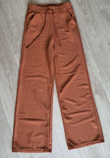 Pontalon marron taille élastique s/m à jambes larges