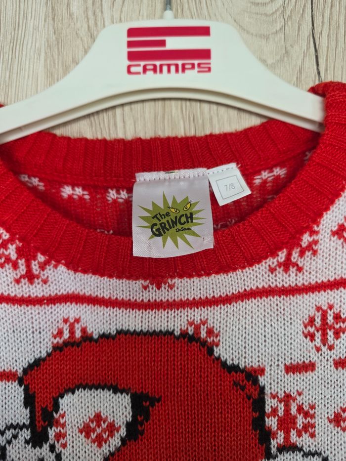 PULL NOËL 🎅 GRINCH TAILLE 7/8ANS COULEUR ROUGE/BLANC - photo numéro 4