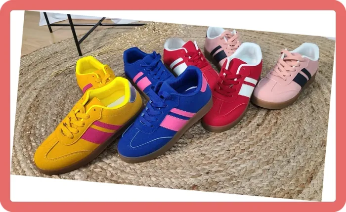 Sneakers en suédine à bandes, NEUVES, coloris Orange, Taille 38, 37, 39, 40 et 41 - photo numéro 3