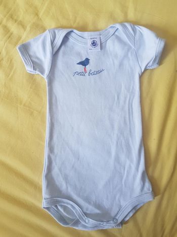 Body blei ciel 6 mois petit bateau oiseau manches courtes
