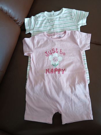 lot 2 barboteuse combishort fille tex baby 67 cm 6 mois