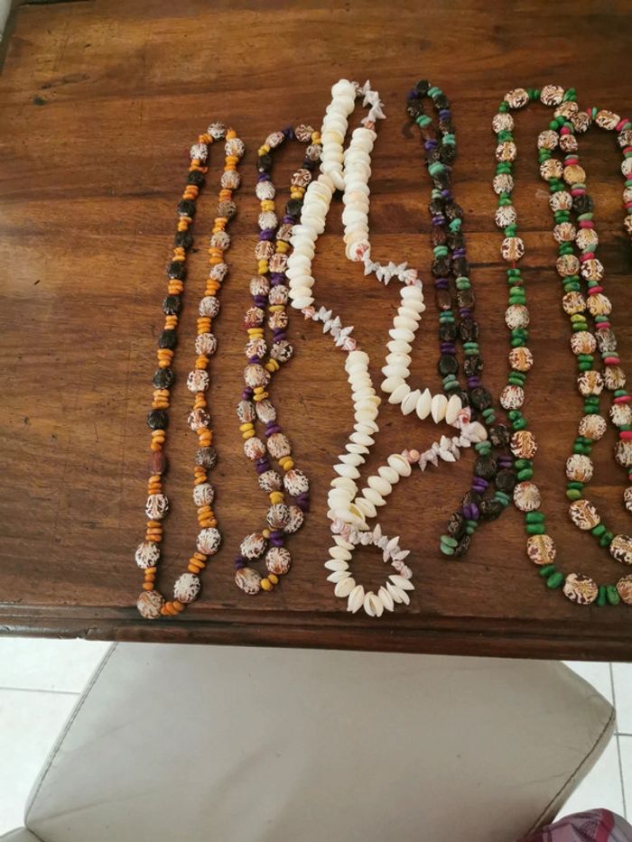 Lot de 6 colliers fantaisie coquillages et graines - photo numéro 6