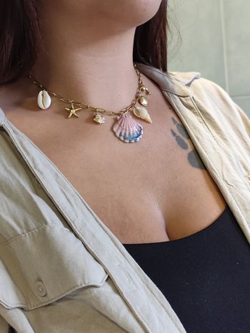 Collier coquillage rose ✅