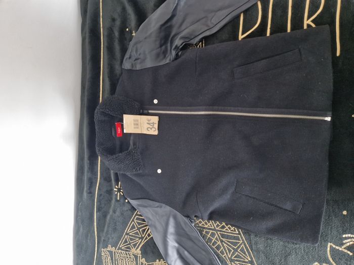 Veste mi tissu mi simili cuir noir neuf - photo numéro 4