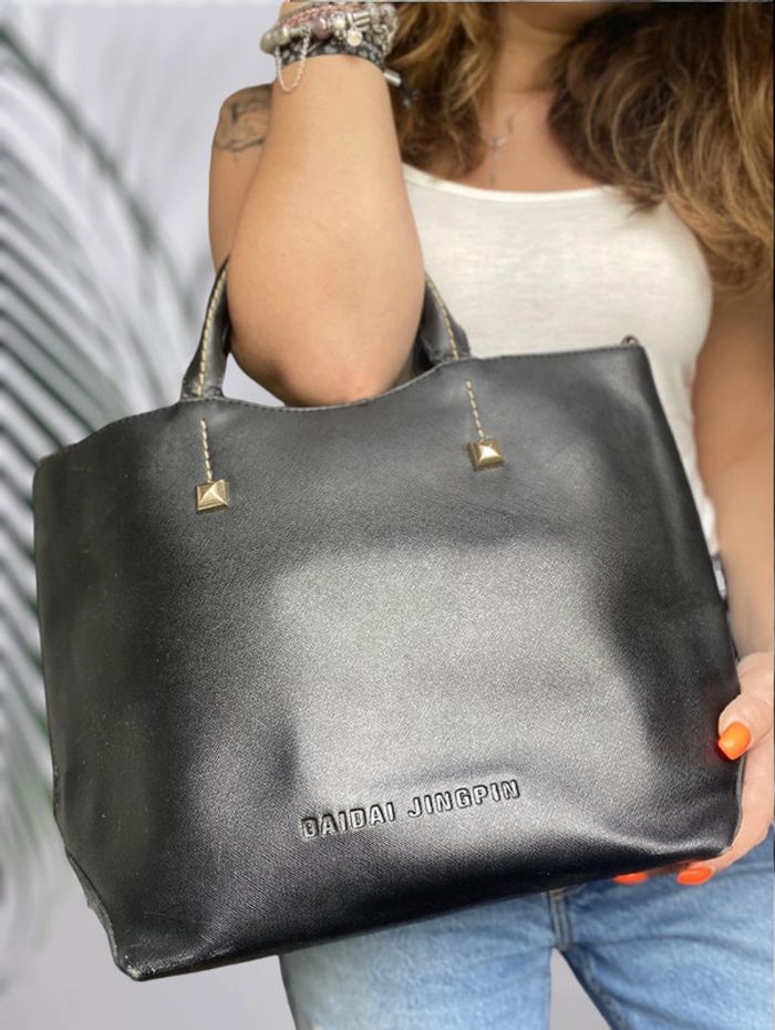 Sac noir cuir synthétique - photo numéro 5