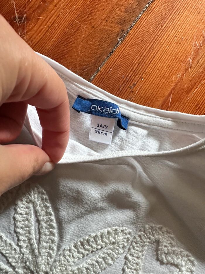 TEE shirt cœur blanc obaibi 3a - photo numéro 3