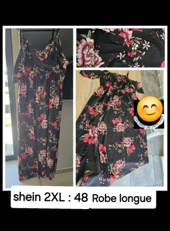 Robe longue fleurie fendu femme grande taille 48
