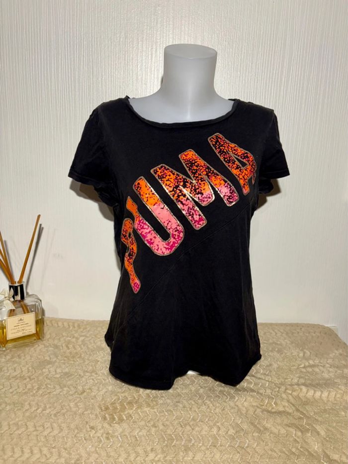 T-shirt noir femme puma logo coloré | Taille M