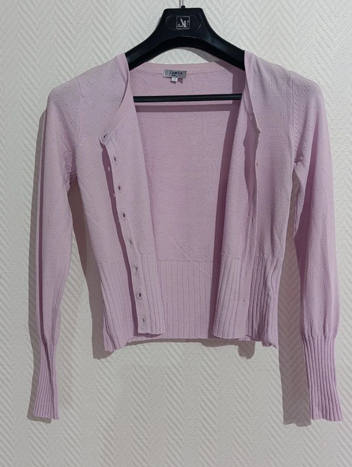 Gilet rose pâle ajouré zamba taille 3 - photo numéro 8