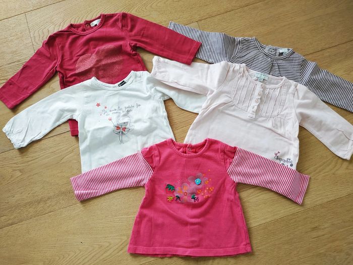 Lot 5 T-shirt fille 12 mois