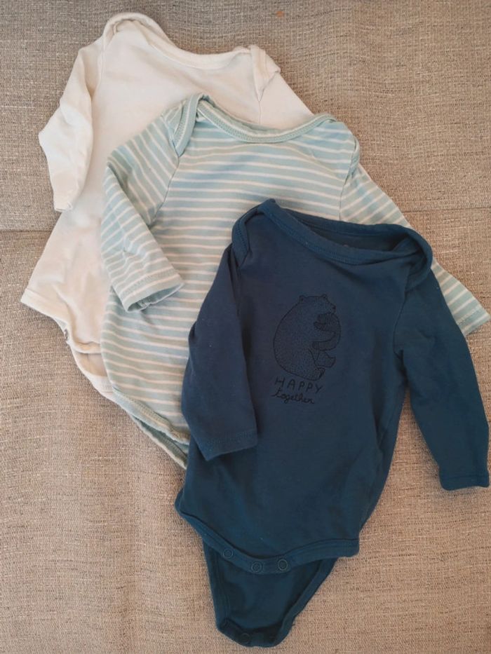 Lot de 3 bodies 1 mois manches longues