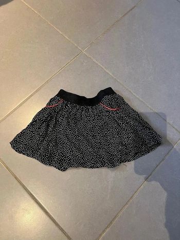 Jupe souple noir à petits pois blanc avec 2 poches - Ikks - Cœur - Noir, Blanc - 2 ans