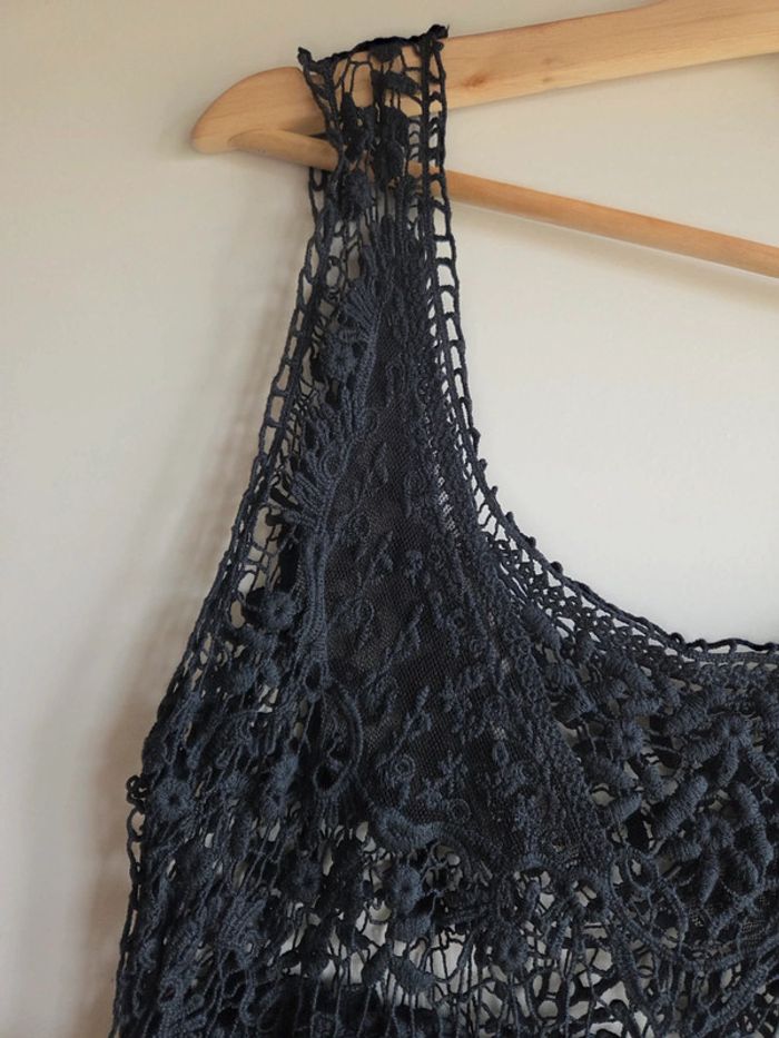 Robe crochet noire transparente taille S/M bohème chic - photo numéro 4