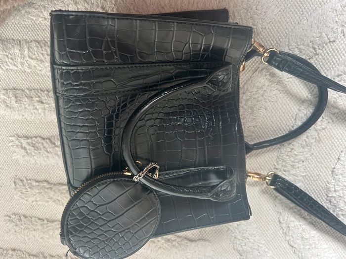 Sac bandoulière noir croco - photo numéro 3