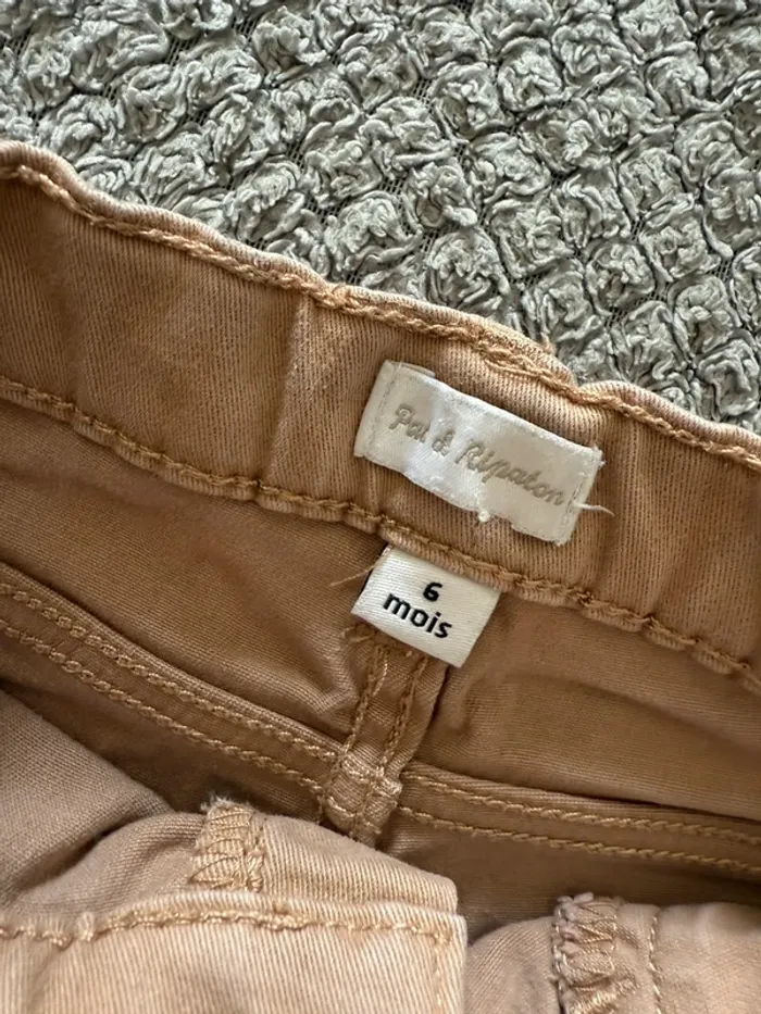 Ensemble chemise manche longue bleu à pois avec pantalon crème pat & ripaton (6mois) - photo numéro 6
