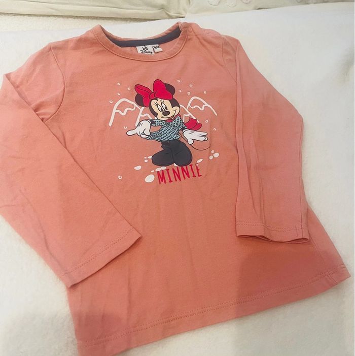 Tee shirt manche longue rose avec Minnie Disney Baby 18 mois - photo numéro 3