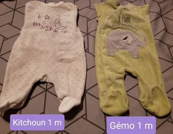 lot pyjamas hiver 1 mois